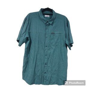 Columbia Men's Ocean Teal Short Sleeve Button Down Size Large